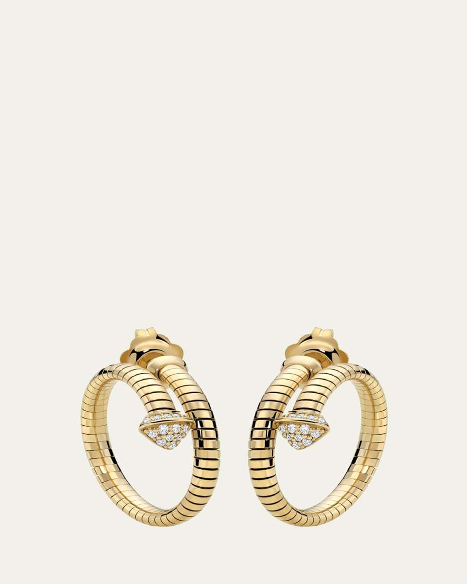 18K Yellow Gold Spiral Snake Hoop Earrings